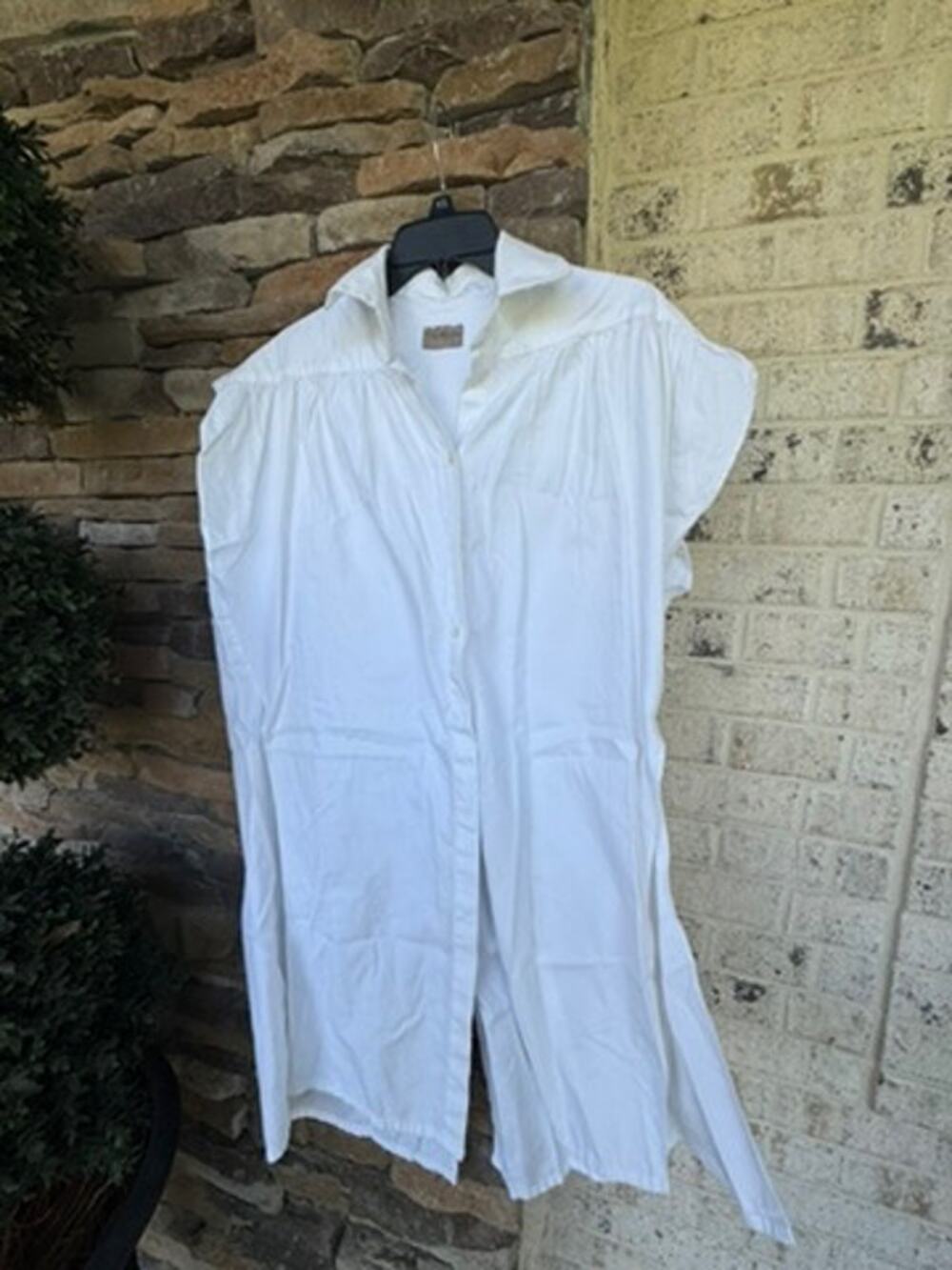 Petersyn White 100% Cotton Longline Tunic Blouse Split Panel Women's L